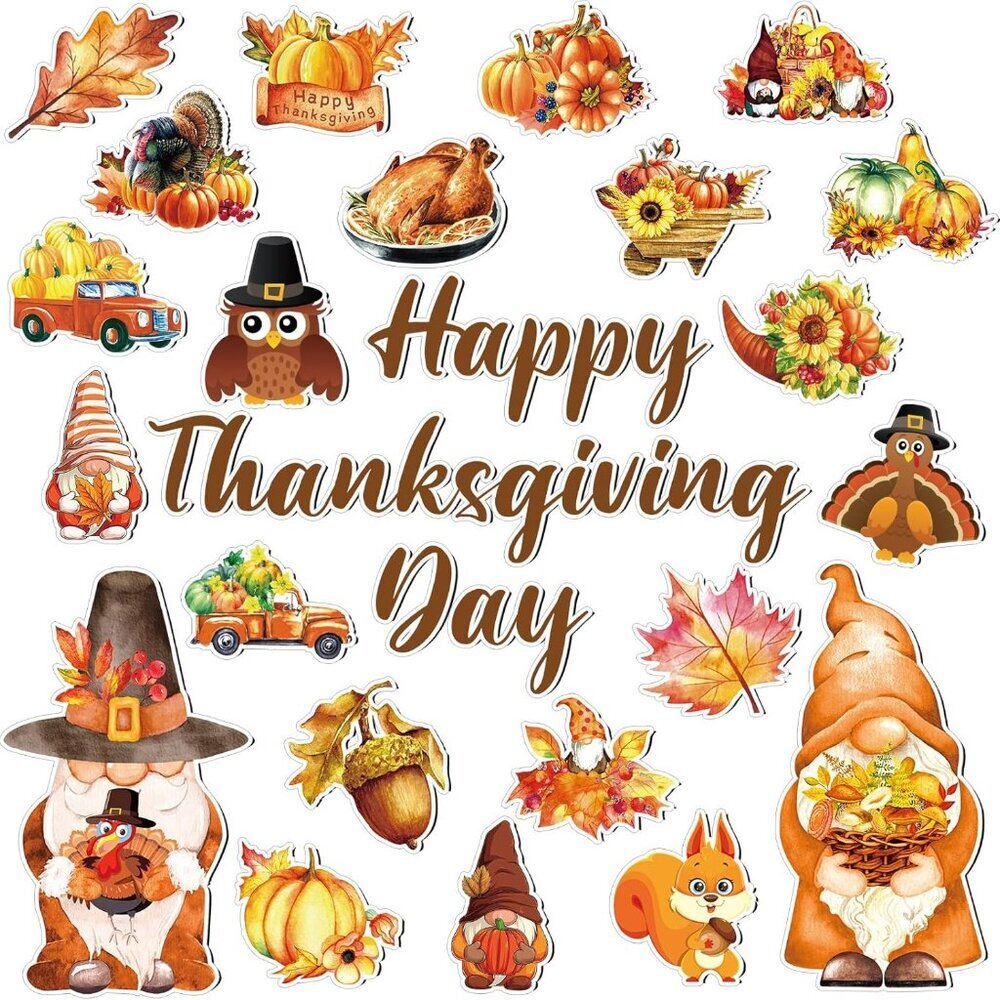 25 Pieces Thanksgiving Harvest Decoration Magnets for Refrigerator, Decorative M
